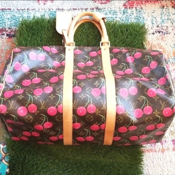 Auth LOUIS VUITTON Speedy 45 Carry On Travel LV Cherries Cerises Duffle Hand Bag - Picture 2 of 16